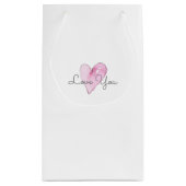 Liebe Ihr süß rosa Wasserfarbenherz Zeitlos Kleine Geschenktüte (Rückseite)