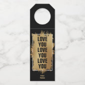 LIEBE IHR Text Gold Foil auf schwarz Flaschenanhänger (Vorderseite)