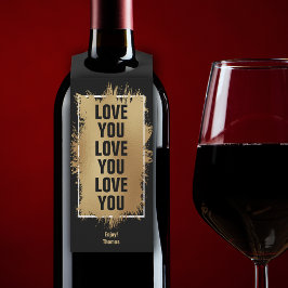 LIEBE IHR Text Gold Foil auf schwarz Flaschenanhänger