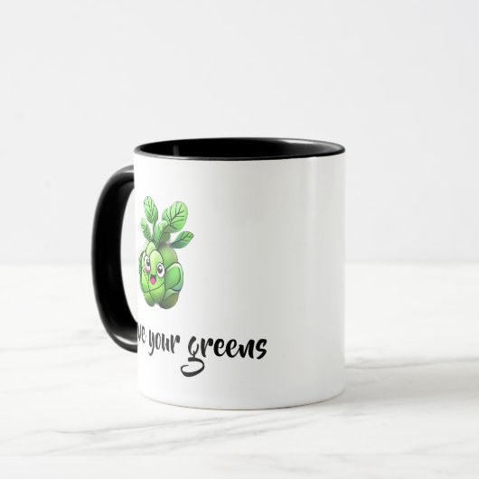 "Liebe Ihre Grüntöne" Funny Brussels Sprout Tasse (Vorderseite Links)
