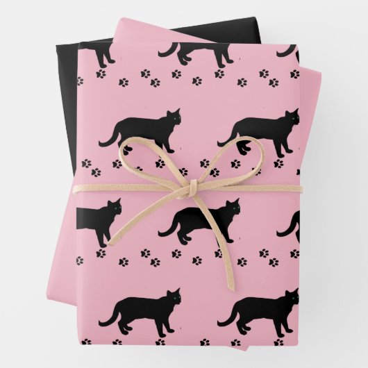Liebe Ihre Katze Rosa und Schwarze Katze Geschenkpapier Set (Beispiel)