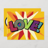 LIEBE Ihre Nachricht Sprechblase Spaß Retro Ankündigungspostkarte (Vorne/Hinten)