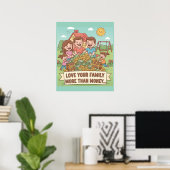 Liebe Ihrer Familie mehr als Geld Poster (Heimbüro)