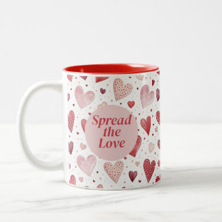 Liebe im Aquarell - Whimsical Heart Muster Zweifarbige Tasse
