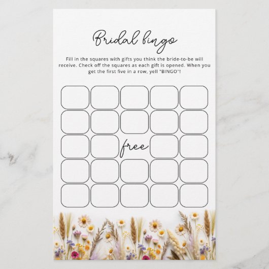 Liebe im Bloom Brautparty Bingo Game (Vorderseite)