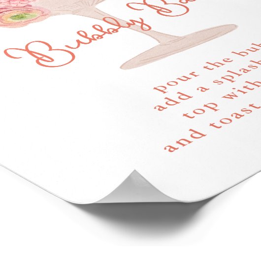 Liebe im Bloom Brautparty Bubbly Bar Sign Poster (Ecke)