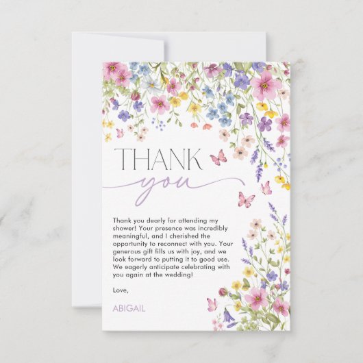 Liebe im Bloom Butterfly-Brautparty Dankeskarte (Vorderseite)