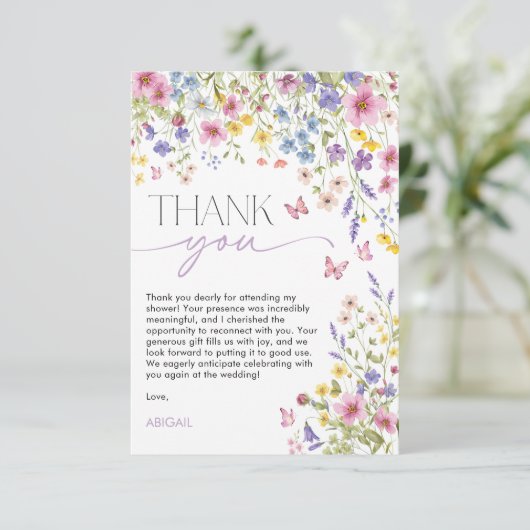 Liebe im Bloom Butterfly-Brautparty Dankeskarte (Stehend Vorderseite)