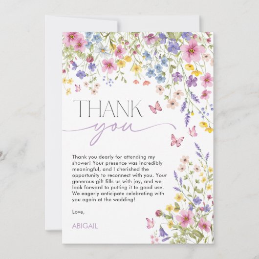 Liebe im Bloom Butterfly-Brautparty Dankeskarte (Vorderseite)