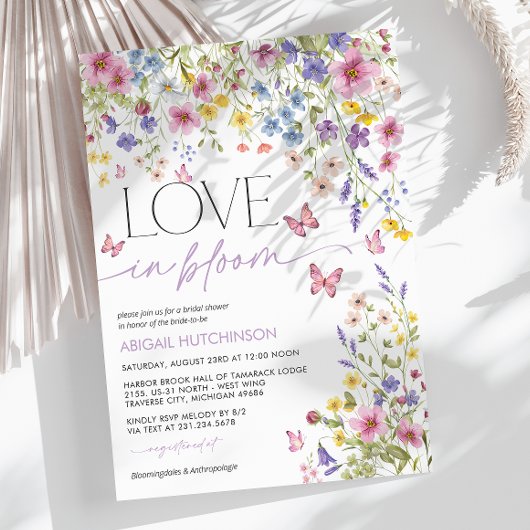 Liebe im Bloom Butterfly-Brautparty Einladung