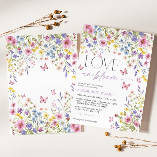 Liebe im Bloom Butterfly-Brautparty Einladung