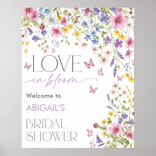 Liebe im Bloom Butterfly Brautparty Willkommen Poster (Vorne)