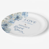 LIEBE IM BLUE BLUE FLORAL BRAUTPARTY PAPPTELLER (Schrägansicht)