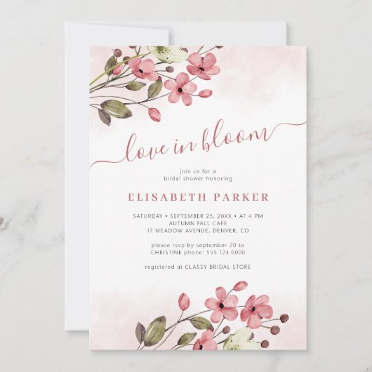 Liebe im blühenden Brautparty Einladung (Vorderseite)