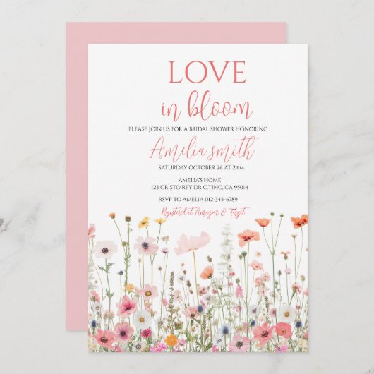 Liebe im blühenden Frühlingsblütensommer Brautpart Einladung (Vorne/Hinten)
