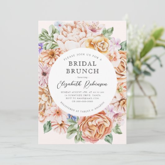 Liebe im blühenden Garten Blume Bridal Brunch Einladung (Stehend Vorderseite)