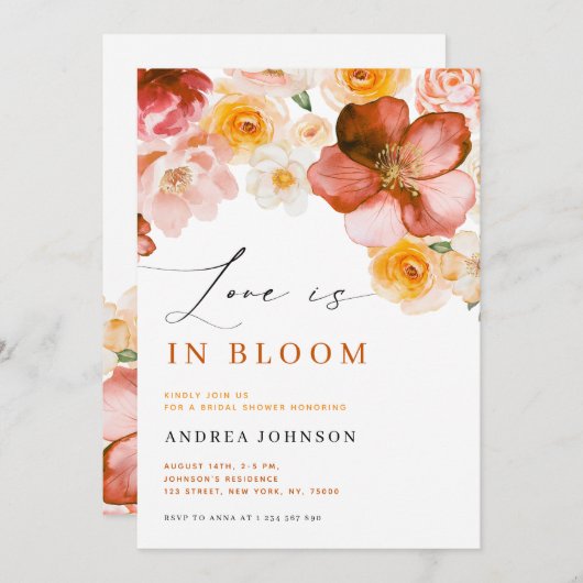 Liebe im blühenden Herbst Brautparty Einladung (Vorne/Hinten)