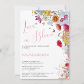 Liebe im blühenden rustikalen Brautparty der Wildb Einladung (Vorderseite)