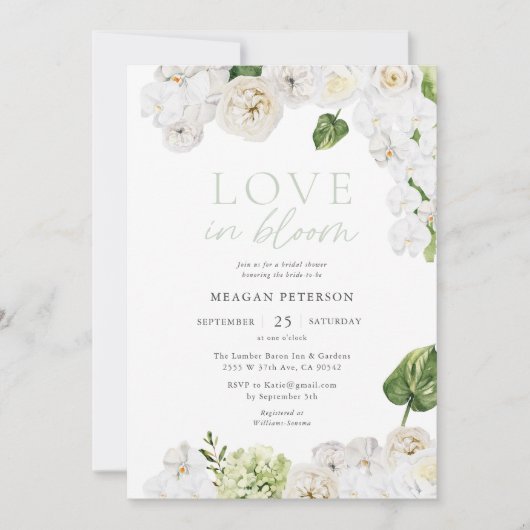 Liebe im blühenden Sommer Grün Brautparty Einladung (Vorderseite)