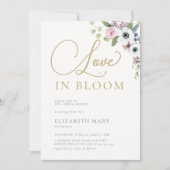 Liebe im Blümchen-Anemones-Blumengold-Brautparty Einladung (Vorderseite)
