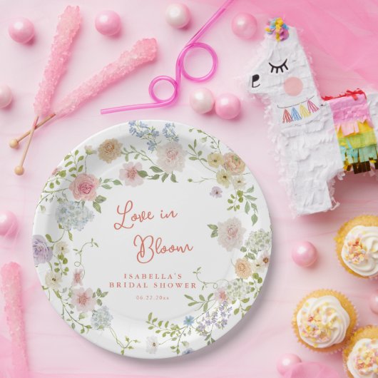 Liebe im Blumengarten Brautparty Pappteller (Party)