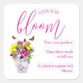 Liebe im Blumengarten Quadratischer Aufkleber (Vorderseite)