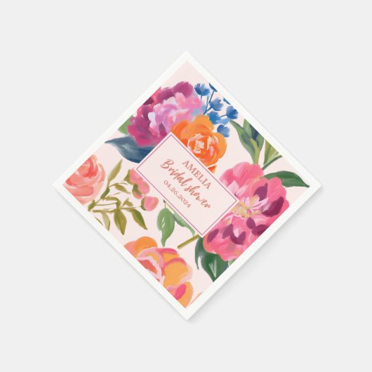 Liebe im blumengeschmückten Brautparty Tischdekor Serviette (Ecke)