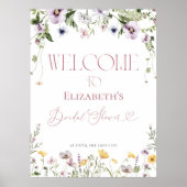Liebe im Blumenmuster Brautparty Begrüßungszeichen Poster (Vorne)