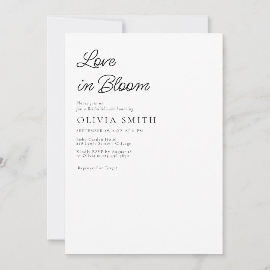 Liebe im blumenreichen Brautparty laden ein Einladung (Vorderseite)