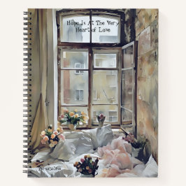Liebe im Blumenzimmerdekor Zitat Vintages Notebook Notizblock