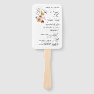 Liebe im blumigen Wildblume Hochzeitsprogramm Hand Fächer
