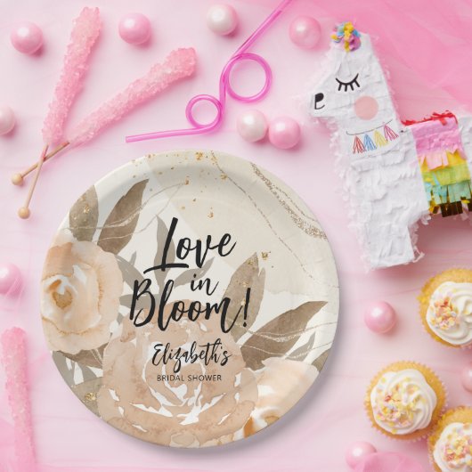 Liebe im Blut Rustikale Pfirsichzellen Blume Pappteller (Party)