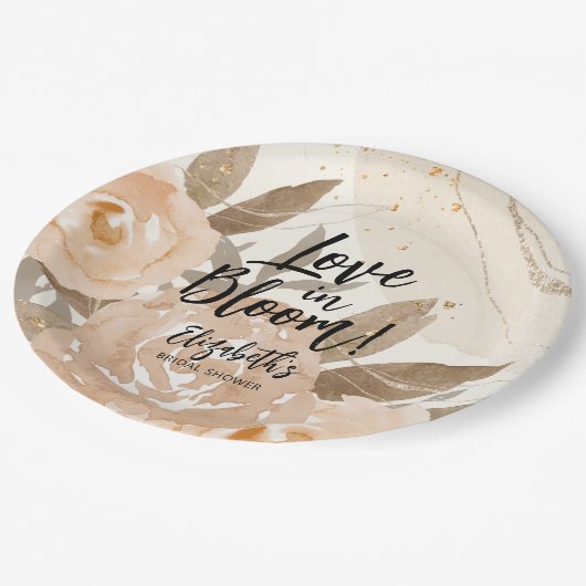 Liebe im Blut Rustikale Pfirsichzellen Blume Pappteller (Schrägansicht)