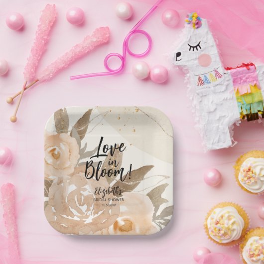 Liebe im Blut Rustikale Pfirsichzellen Blume Pappteller (Party)