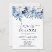 Liebe im blutblauen Blume Brautparty Einladung (Vorderseite)