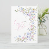 Liebe im blutblütenrosa Lila Brautparty Einladung (Stehend Vorderseite)