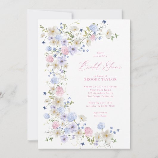 Liebe im blutblütenrosa Lila Brautparty Einladung (Rückseite)