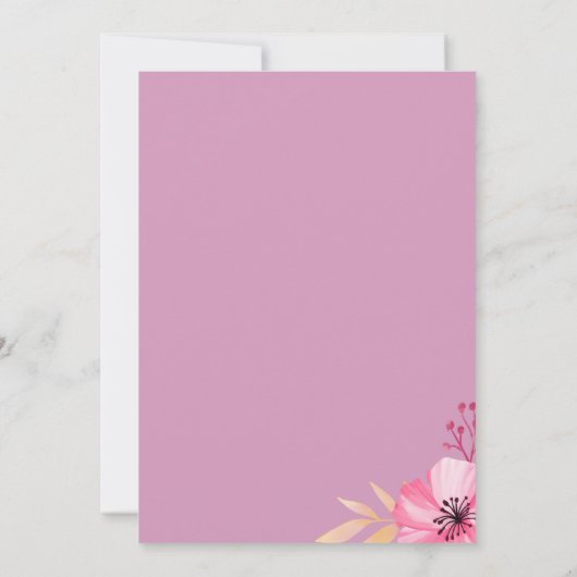 Liebe im blutbotanisch rosa Blume Brautparty Einladung (Rückseite)