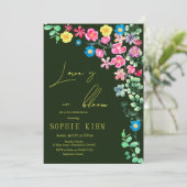 Liebe im blutdunkelgrünen Brautparty Einladung (Stehend Vorderseite)