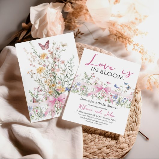 Liebe im Blütenbow-Wildblume Blumenmuster Brautpar Einladung