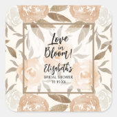 Liebe im Blütenpfirsich Quadratischer Aufkleber (Vorderseite)