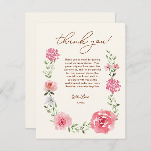 Liebe im blutfarbenen Brautparty Dankeskarte (Vorne/Hinten)