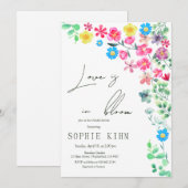 Liebe im blutfloralen Brautparty Einladung (Vorne/Hinten)