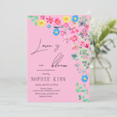 Liebe im blutrosa Brautparty Einladung (Stehend Vorderseite)