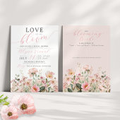 Liebe im blutrosa Wildblume Garten Brautparty Einladung