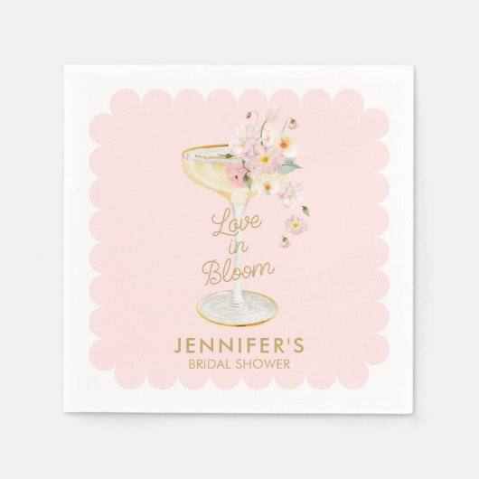 Liebe im blutrot-rosa Brautparty Serviette (Vorderseite)