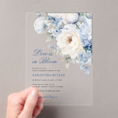 Liebe im Brautparty Blauer Blumen Acryleinladungen (Insitu (Handheld))