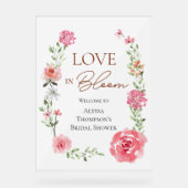 Liebe im Brautparty Bloom Blume Begrüßungszeichen Acrylschild (Vorderseite)