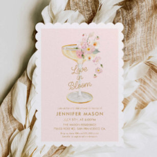 Liebe im Brautparty Bloom Champagne Einladung