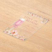Liebe im Brautparty Bloom Champagne Pink Bow Acryleinladungen (Ablage )